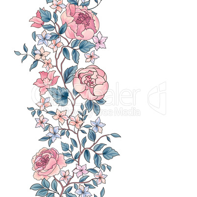 Floral seamless pattern. Flower peony border background. Greetin