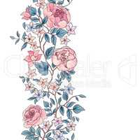 Floral seamless pattern. Flower peony border background. Greetin