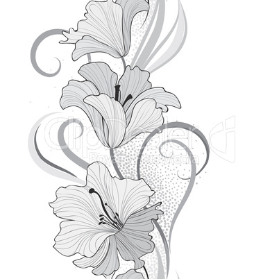 Floral seamless pattern. Flower lily border background. Greeting