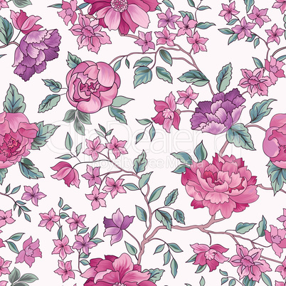 Flower seamless pattern. Floral garden background