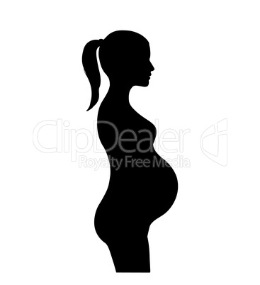 Pregnant woman silhouette. Motherhood sign. Pregnancy symbol