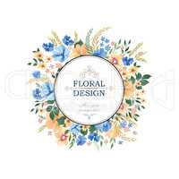 Floral frame pattern. Flower circle border background. Greeting