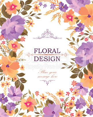 Floral frame pattern. Flower bouquet background. Greeting card d