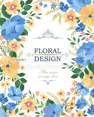 Floral frame pattern. Flower border background. Greeting card de