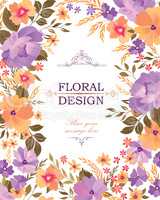 Floral frame pattern. Flower bouquet background. Greeting card d