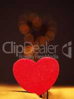 Red wooden heart shape, greetings card
