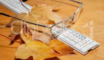 Glasses with chalk and ruler