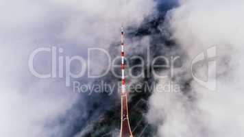 Riga city TV Tower Autumn Drone flight above and sunrise