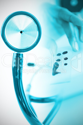 Composite image of part of the blue stethoscope