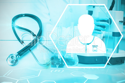 Composite image of digital background with doctor sign