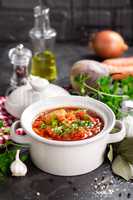 Borscht, traditional ukrainian beetroot vegetable soup