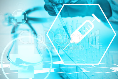 Composite image of digital background with scientist device