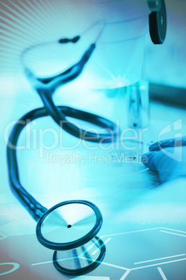 Composite image of digital background with doctor sign