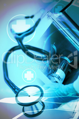 Composite image of digital background with medical sign