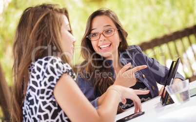 Expressive Young Adult Girlfriends Using Their Computer Electron