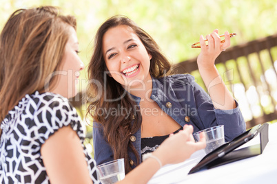 Expressive Young Adult Girlfriends Using Their Computer Electron