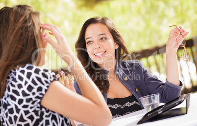 Expressive Young Adult Girlfriends Using Their Computer Electron