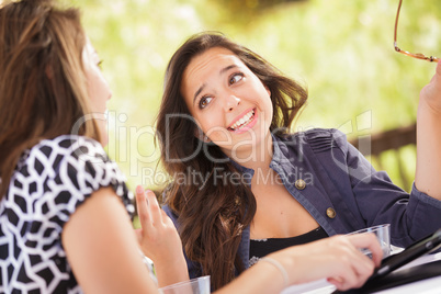 Expressive Young Adult Girlfriends Using Their Computer Electron