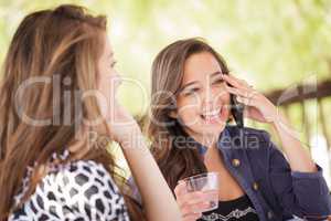 Expressive Young Adult Girlfriends Using Their Smart Cell Phone