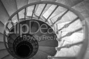 Black and white spiral staircase