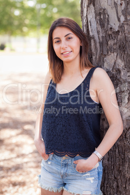 Beautiful Young Ethnic Woman Portrait Outside.