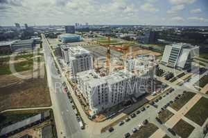 Riga city DSLR Drone Buildings photo from above