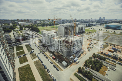 Riga city DSLR Drone Buildings photo from above