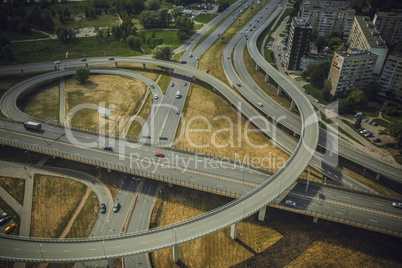 Bridge with cars dslr Drone from above