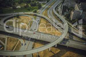 Bridge with cars dslr Drone from above