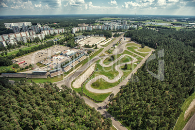 Bikirnieki cart track race cars circuit in the city forest