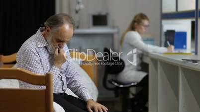 Anxious patient waiting for medical test in clinic