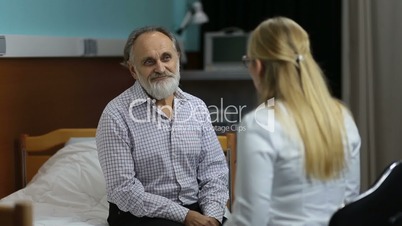 Female doctor with good news in hospital office