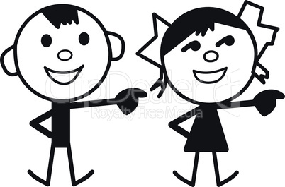 Cartoon characters of boy and girl