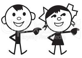 Cartoon characters of boy and girl