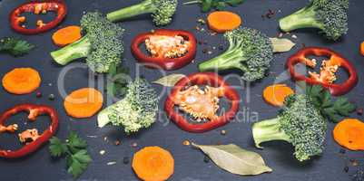 sliced raw slices of vegetables