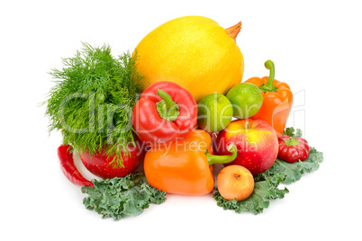 fruits and vegetables isolated on white background