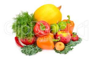 fruits and vegetables isolated on white background