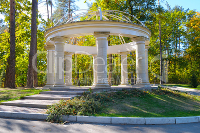 beautiful arbor in autumn park