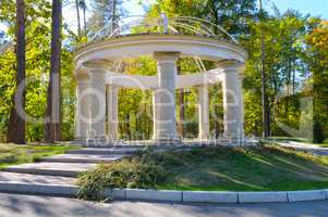 beautiful arbor in autumn park