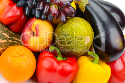 background of a set of vegetables and fruits