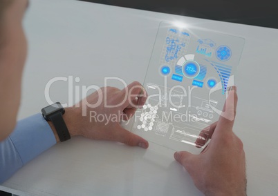 man holding glass interface