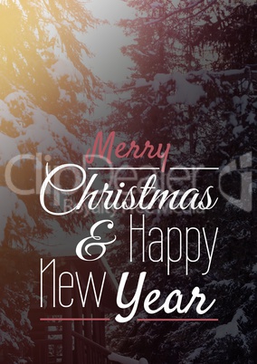 merry Christmas and happy new year text on snow background