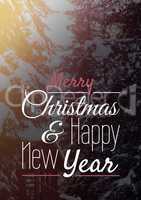 merry Christmas and happy new year text on snow background