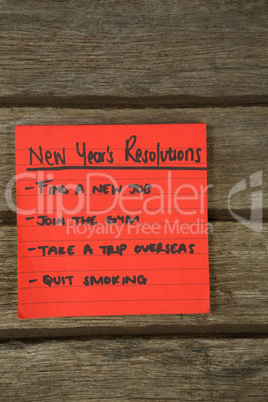 New year resolution written on sticky notes