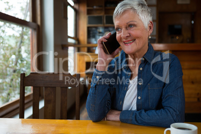 Senior woman talking on mobile phone