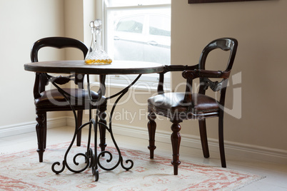 Round table and chairs in living room