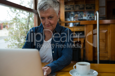 Senior woman using laptop