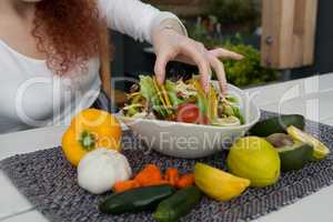 Woman eating mexican food