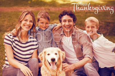 Composite image of illustration of happy thanksgiving day text greeting