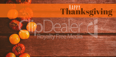 Composite image of digitally generated image of happy thanksgiving text